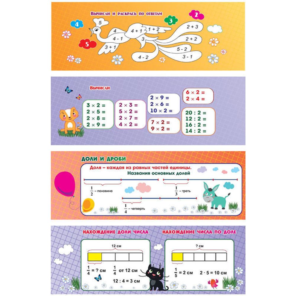 Веер учебный Математика 1-4 классы, картон, 32л.