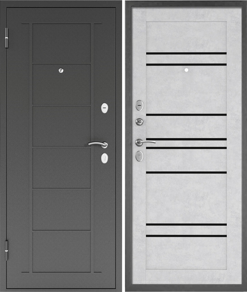 Входная дверь Промет ТИТАН 8С Царга Графит - Бетон снежный