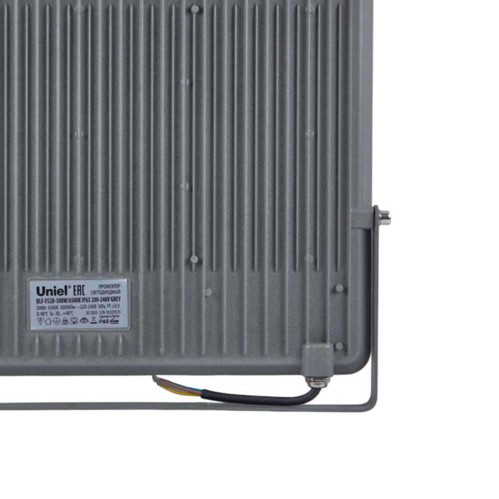 ULF-F52B-300W-6500K IP65 200-240V GREY Прожектор светодиодный. Дневной свет 6500K. Угол 60 градусов. Корпус серый. TM Uniel
