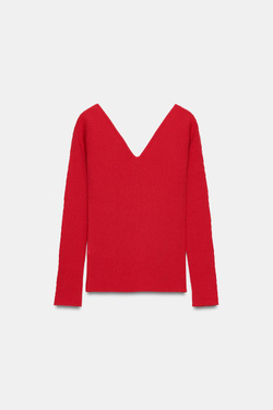 ZARA ОБЛЕГАЮЩИЙ ТОП В РУБЧИК, КРАСНЫЙ