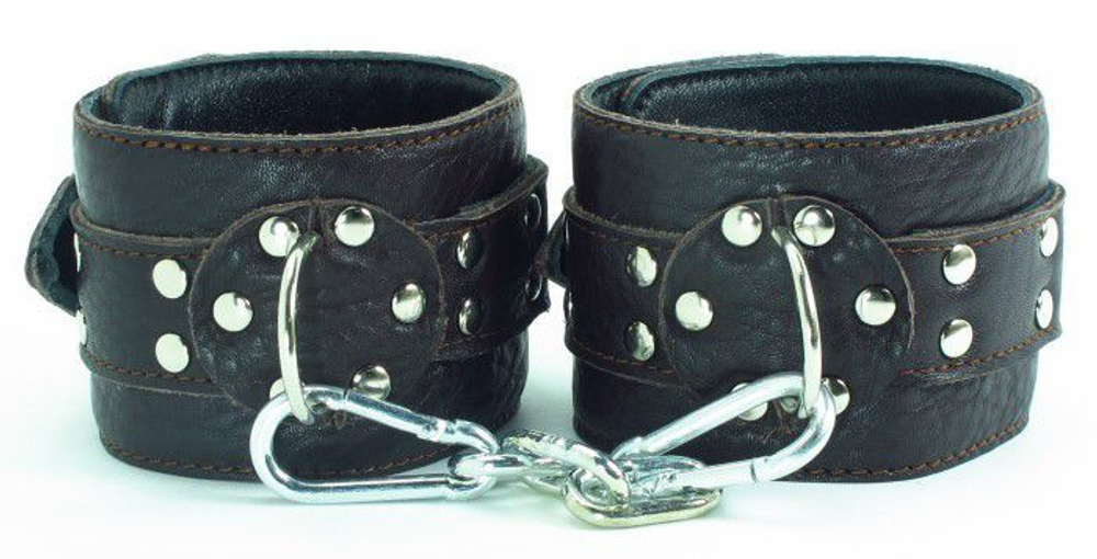Оковы кожаные БДСМ Арсенал коричневые, мягкая кожа