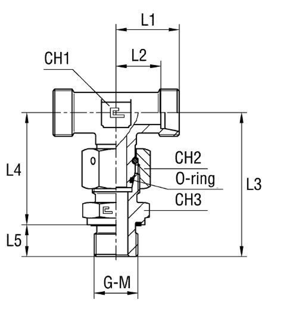 Штуцер ввертной с накидной гайкой T BSP1/2" DS16 уплотнение E (корпус)
