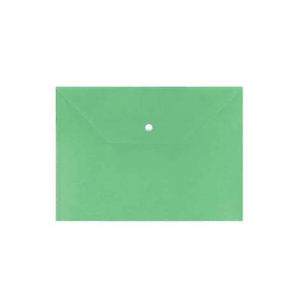 Пласт. конверт inФОРМАТ А4 на кнопке непрозрач. пластик 150 мкм зелен.