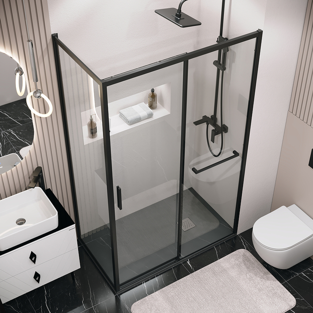 Душевой уголок Grossman Style 100х80 120.K33.05.1080.21.00 профиль Черный матовый стекло прозрачное