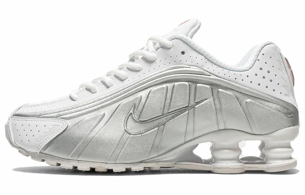Кроссовки Nike Shox R4 "White And Metallic Silver" (Женская размерная сетка)