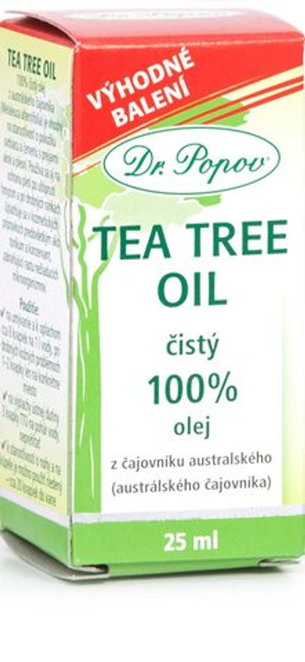 Dr. Popov Tea Tree Oil 100% - масло чайного дерева холодного отжима с антисептическими свойствами. /   25  ml  / GTIN 8595058900768