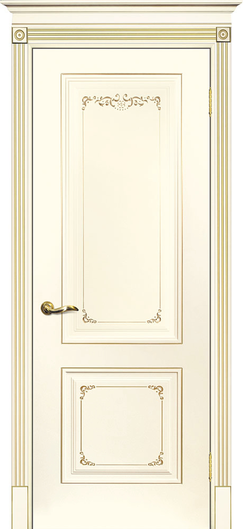 Дверь Смальта 14 / Цвет Слоновая кость ral 1013 патина золото / Двери ТЕКОНА