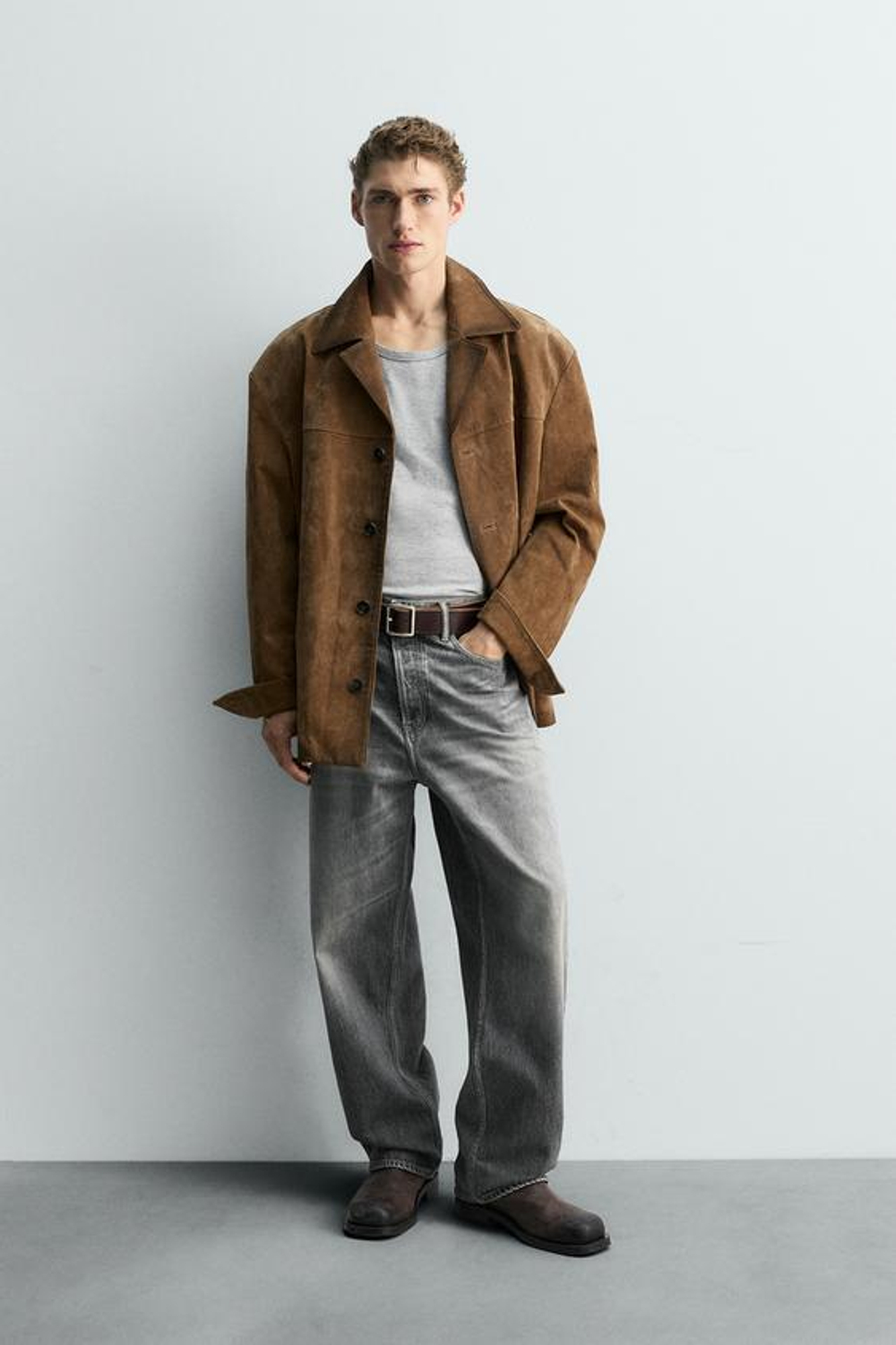 ZARA ДЖИНСЫ RELAXED STRAIGHT FIT - LIMITED EDITION, СЕРЫЙ