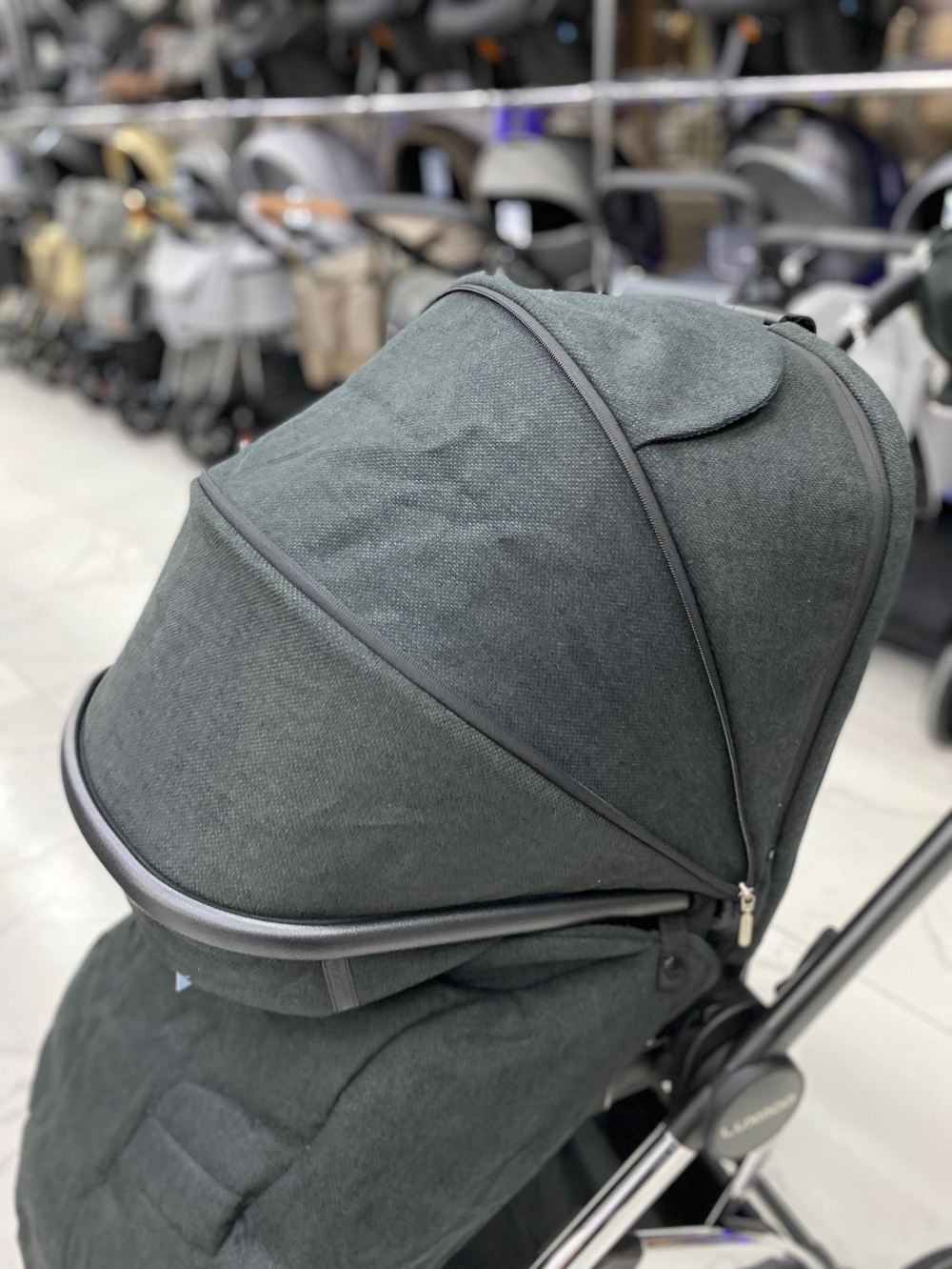 Детская модульная коляска 2в1 770 Чёрный текстиль серебристая рама