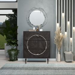 Комод Арт Колор leaves Классик Сильвер с 3 ящиками Терпкий коричневый