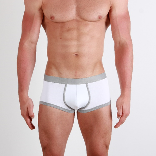 Мужские трусы хипсы белые с серой окантовкой VAN BAAM