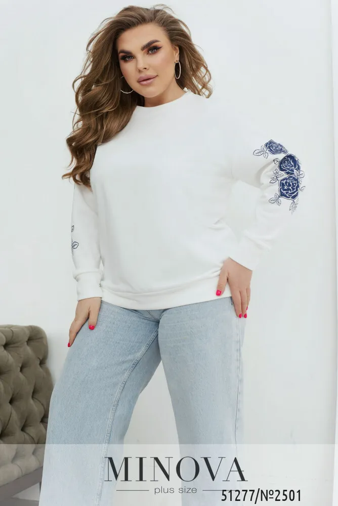 Свитшот 2501-молочный-синий Minova