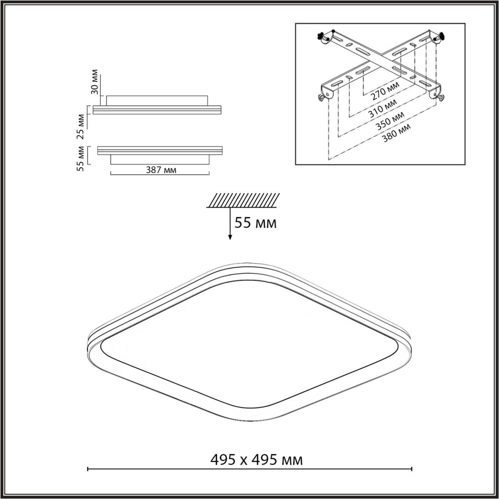 7750/95L MITRA LED SN 544 Светильник металл/PMMA/белый LED 95Вт 3000-6000К 495х495 IP20 пульт ДУ BETA