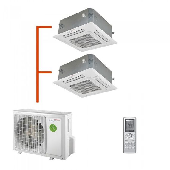 Мульти сплит-система AERONIK кассетная на 2 комнаты (30+30 кв.м.)