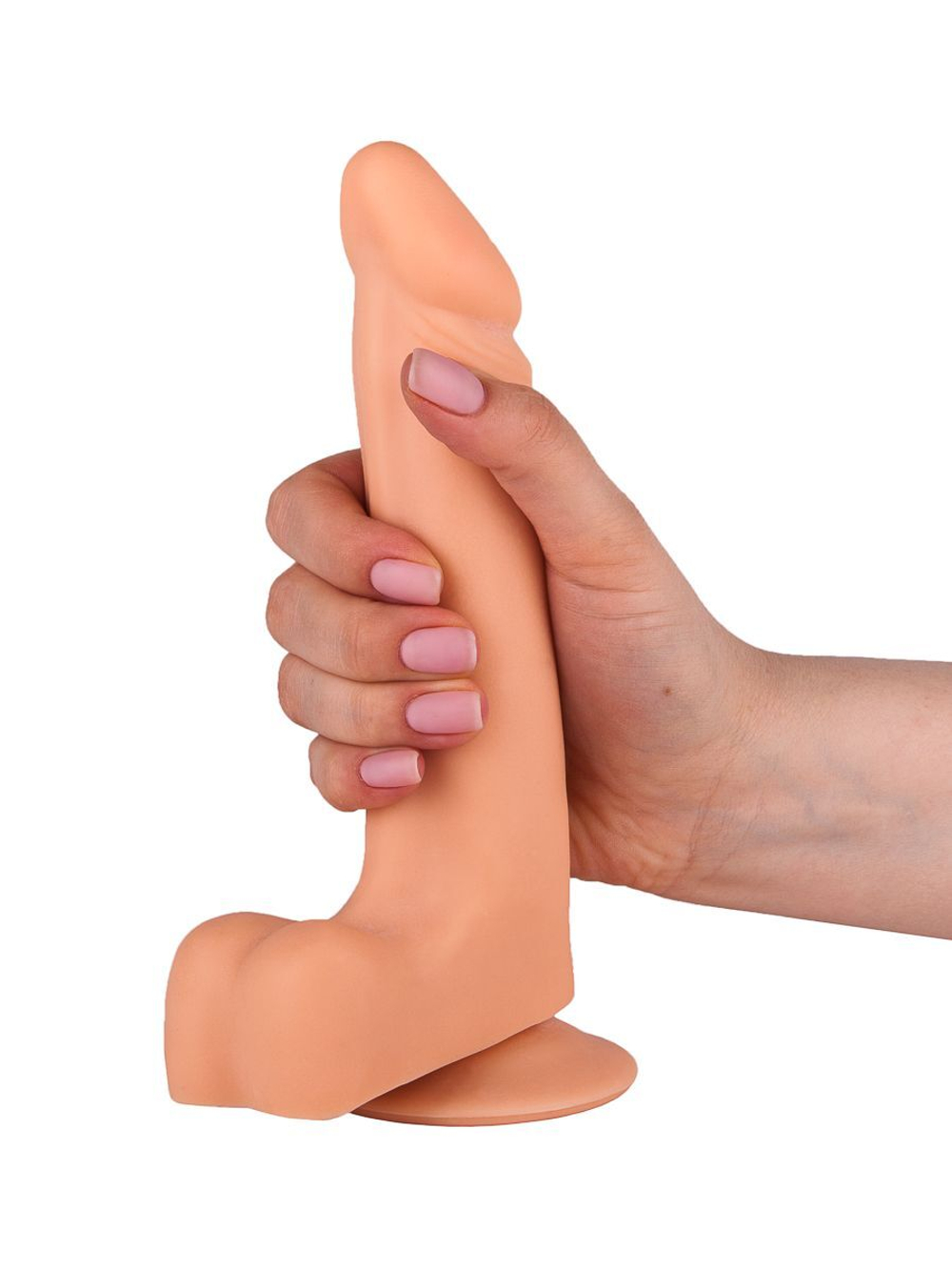 Фаллоимитатор-реалистик с мошонкой на присоске - 17,8 см. (Цвет: телесный)