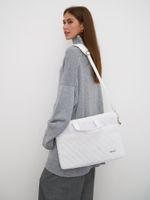 Легкая сумка для ноутбука 14" и 15,6" с карманом и ремнем на плечо (Стеганый белый)