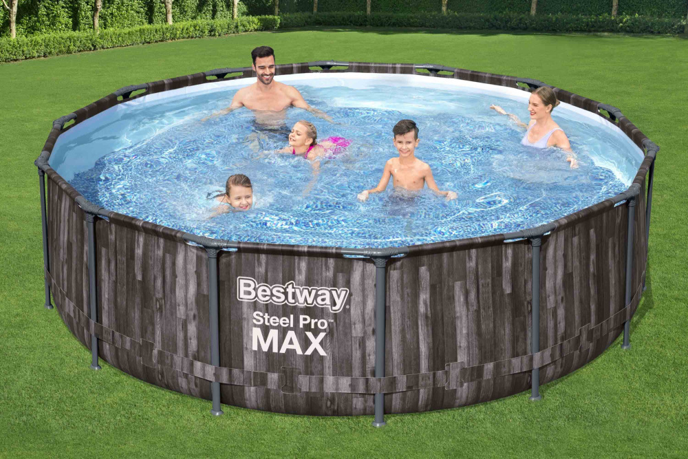Каркасный бассейн Bestway 427х107 см + фильтр-насос 3028 л/ч, тент, лестница (5614Z BW)