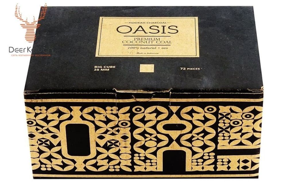 Уголь для кальяна &quot;Oasis&quot; (25 мм.) 72 шт.