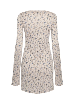 Платье мини LONG SLEEVE BLUE ROSE