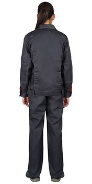 Костюм женский "Сириус-Фаворит" брюки (т.серый/с.серый/красный)