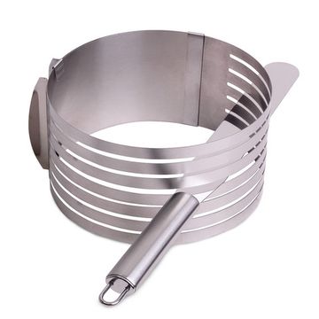 Форма-слайсер для бисквита регулируемая 15-22 см. Kamille KM 7788 с отверстием для нарезки и ножом