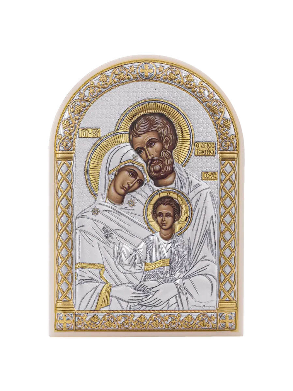 Св. Семейство, икона арочная, пластик белый 48x68