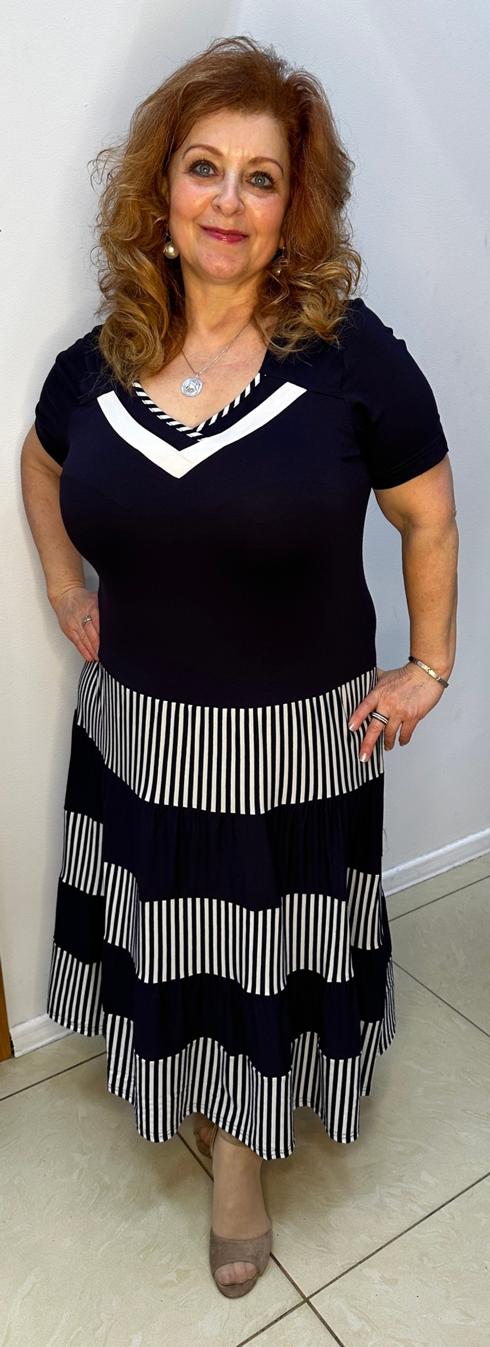 Трикотажное комбинированное платье