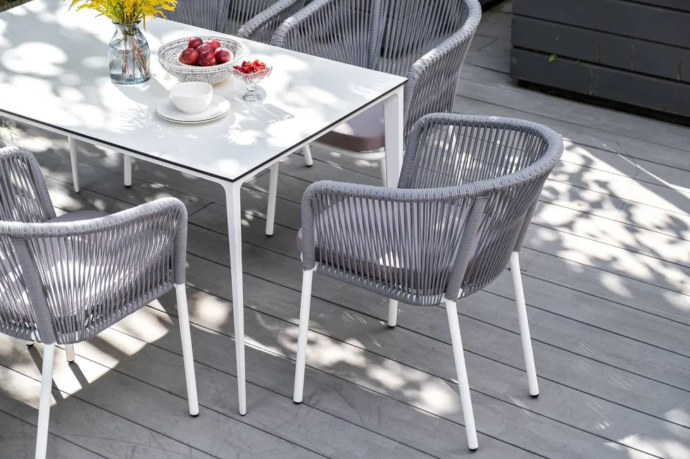 "Малага" обеденный стол из HPL 140х80см, цвет молочный, каркас белый