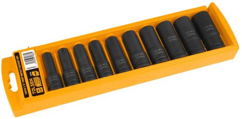 TOLSEN (TT18296) Набор ударных глубоких торцевых головок 1/2", шестигранные, 10-24 мм, 10 предметов