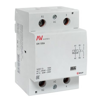 Контактор модульный КМ 100А 1NO+1NC 230В АС (3 мод.) AVERES EKF