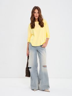 Свободная футболка летучая мышь с рукавом 3/4