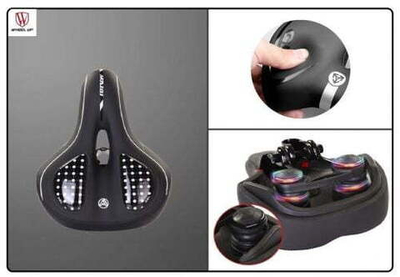 Седло комфорт "Wheel Ap" GEL, 270x200 мм, с гелевыми вставками, Elastomer, с отверстием (черный/белы