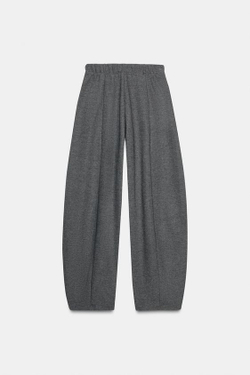 ZARA МЯГКИЕ ШИРОКИЕ БРЮКИ, СЕРЫЙ МЕЛАНЖ