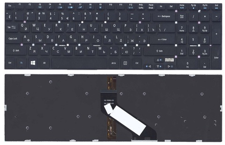 Клавиатура для ноутбука Acer Aspire 5755, 5830, 5830G, Г-обр.Enter, черная, с подсветкой