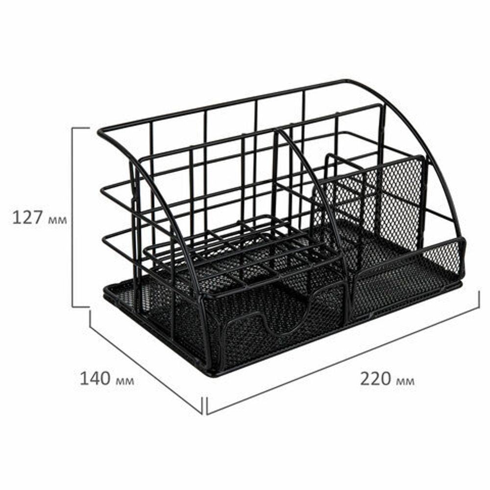 Органайзер для косметики и мелочей металлический 5 секций, MONTE VITA, 140х220х127 мм, чёрный, 272478