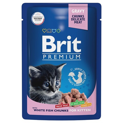 Brit Premium Kitten консервы для котят с белой рыбой в соусе 85 г (пакетик)