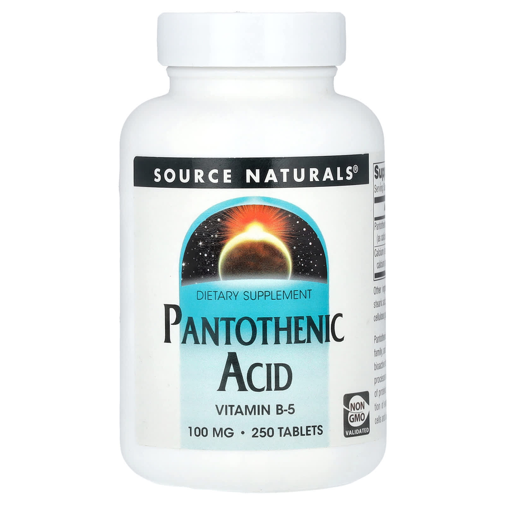 Source Naturals, пантотеновая кислота, 250 таблеток