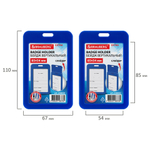 Бейдж вертикальный (85х54 мм), с рулеткой 70 см с клипом, СЛАЙДЕР, синий, BRAUBERG EXTRA, 238844