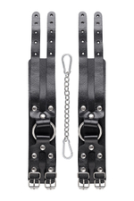 Черные кожаные оковы с двумя ремешками