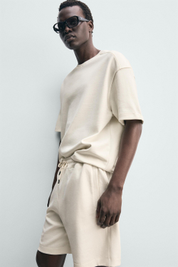 ZARA ТОЛСТОВКА RELAXED FIT ИЗ ИНТЕРЛОКА, ЖЕЛТОВАТО-БЕЛЫЙ