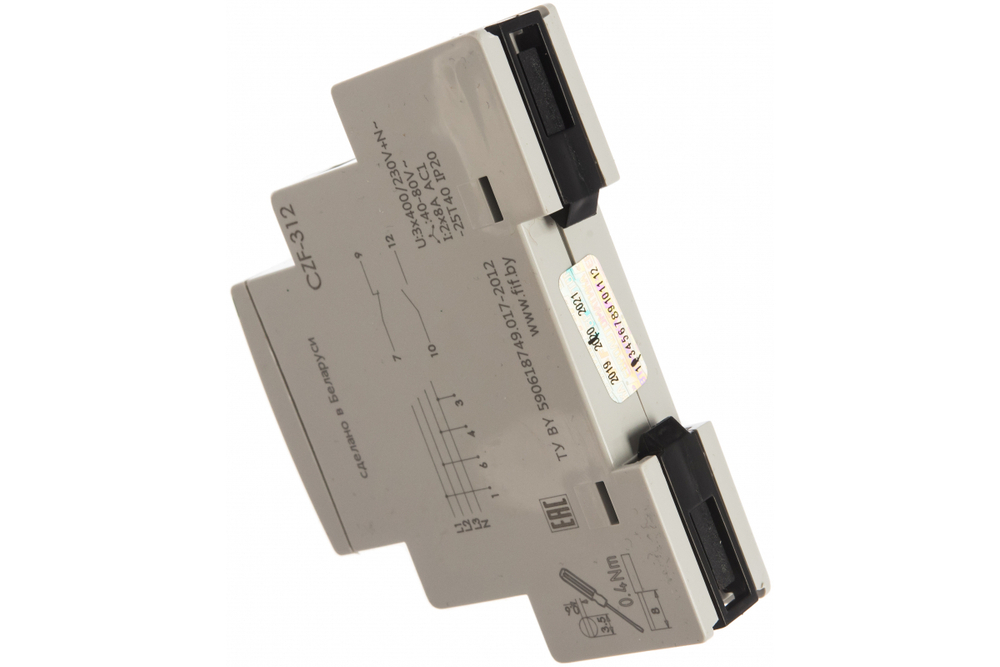 Реле контроля фаз CZF-312 3х400/230+N 2х8А 1Z 1R IP20 регулировка порога, без задержки отключения
