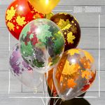 Шар (12''/30 см) Разноцветные листья, Прозрачный (390), кристалл, 5 ст, 25 шт.