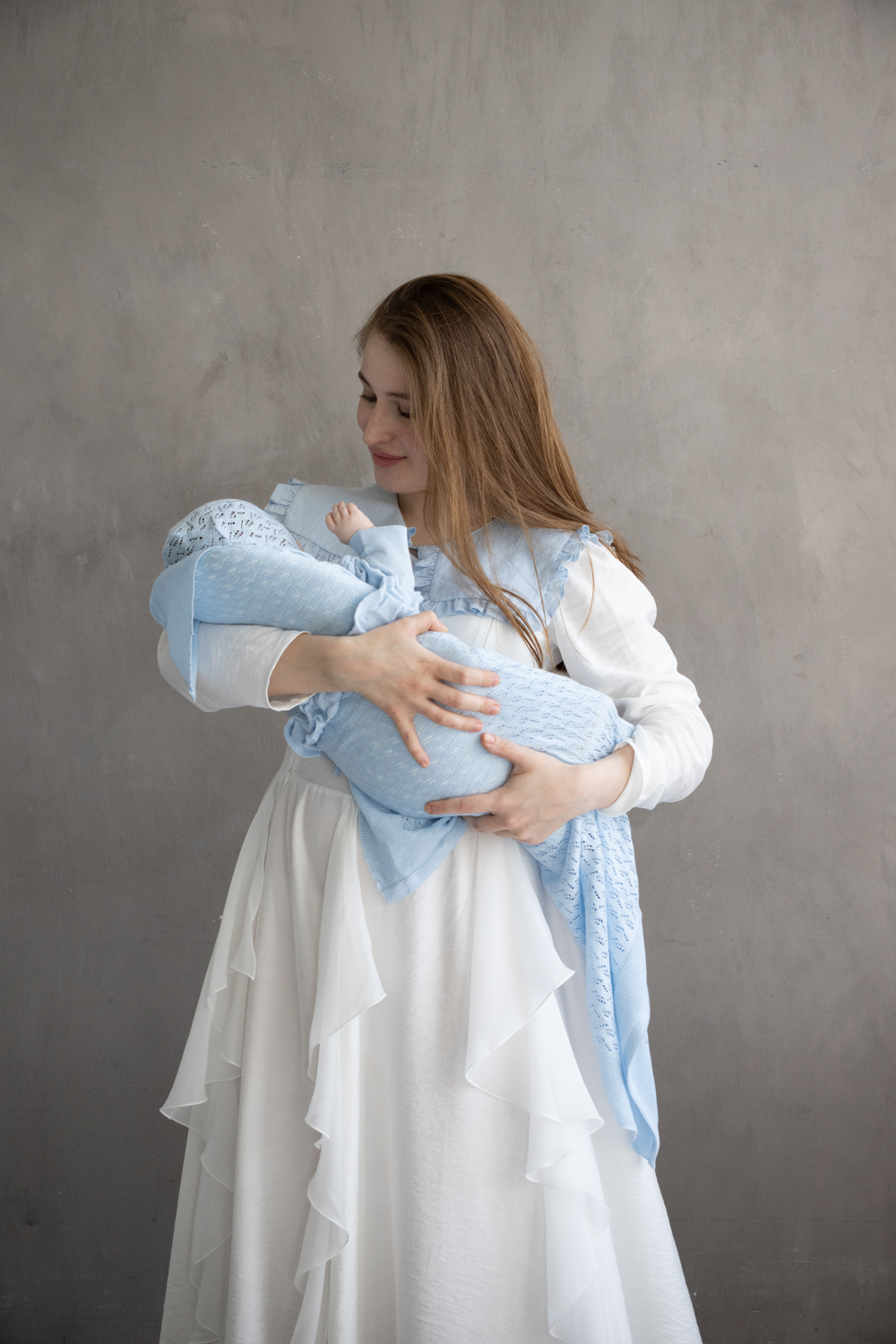 Комплект на выписку "Сакура" со слипом, Голубой