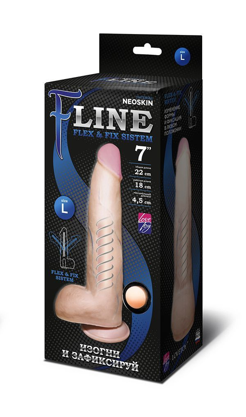 LOVETOY F LINE 22 см – реалистичный фаллоимитатор с мошонкой на присоске, гибкий стержень, телесный