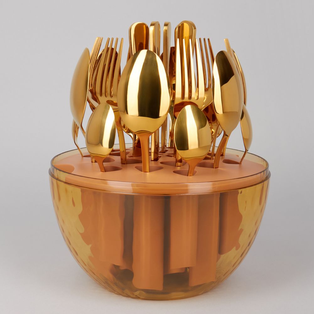 НАБОР СТОЛОВЫХ ПРИБОРОВ НА ВРАЩАЮЩЕЙСЯ ПОДСТАВКЕ, 24ПР, ПВД ПОКРЫТИЕ