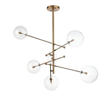 Светильник подвесной 6*G9 SL1205.303.06 латунь/прозрачный Sandro ST-Luce