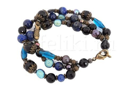 браслет из лазурита и агата (б-1191)