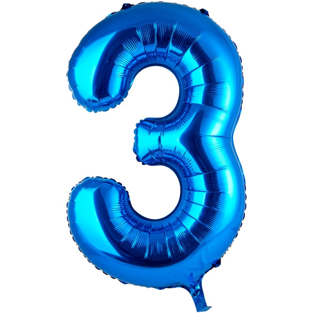 Шар фольгированный Цифра 3 101 см (Синий)