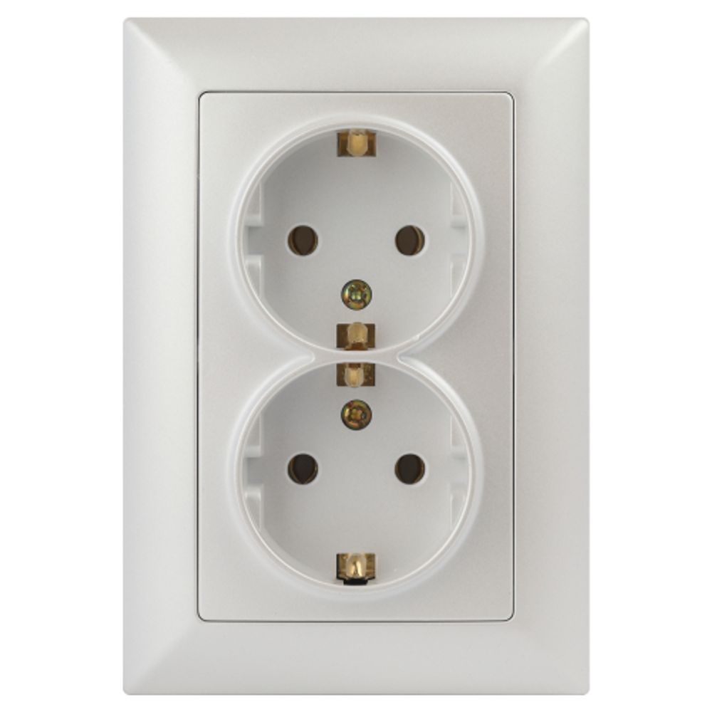 Розетка Intro Solo 4-205-06 с заземлением двойная 2X2P+E Schuko 16А-250В IP20 СУ антрацит | Intro