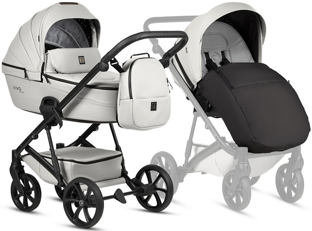 Детская коляска Tutis Viva 6 Plus Leather 3 в 1 с автокреслом Elo Lux EduSky Black 1612085 Cloud